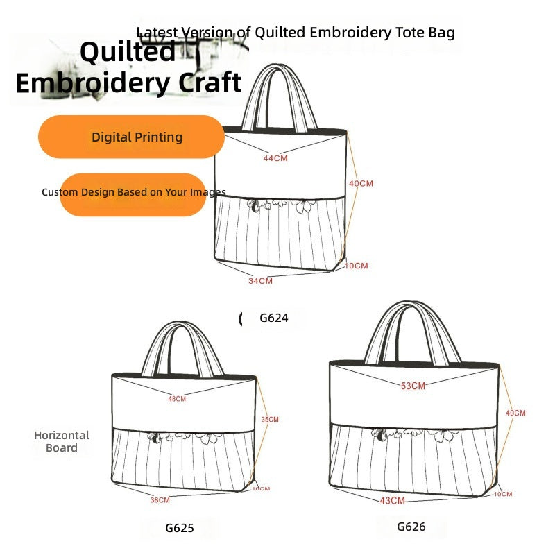 Digital Print Quilted Tote Bag Casual Cotton Bag